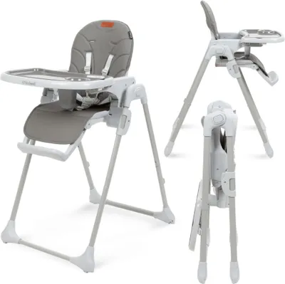 Image de Chaise bébé, chaise repas, réglable, plateau amovible, antidérapante, 6 à 36 mois, harnais 5 points, chaise haute, chaise haute pour bébé, supporte jusqu'à 15 kg, grise