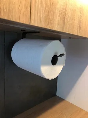 Produktbild von STALFORM Küchenrollenhalter Schwarz - 28cm - Praktisch Rollenhalter mit Bohren - Montagesatz Inklusive - Kompatibel mit Rolle Papiertuch - Paper Towel Holder - Küchen Organizer