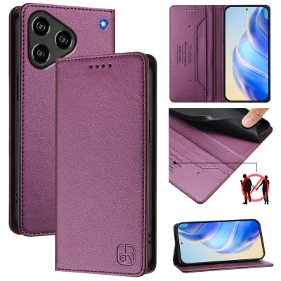 Produktbild von Lederhülle für ZTE Blade A76 4G Hülle Flip Brieftasche Kartenfächern Ständer Schutzhülle Lila