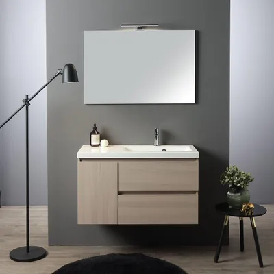 Immagine prodotto di Mobile bagno sospeso 90cm olmo lavabo decentrato dx | Malaga