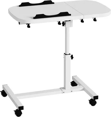 Immagine prodotto di Tavolino regolabile e mobile per camera da letto, soggiorno e ufficio - 60 x 40 cm - Tavolino con 4 rotelle - Supporto per laptop fino a 20 kg