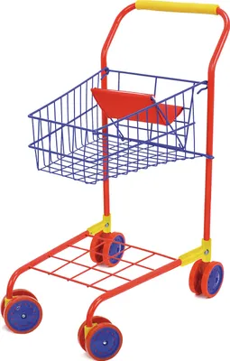 Produktbild von Bayer Design 75002AB Spielzeug Einkaufswagen ohne Inhalt, mit integriertem Puppensitz, Kaufladenzubehör, bunt