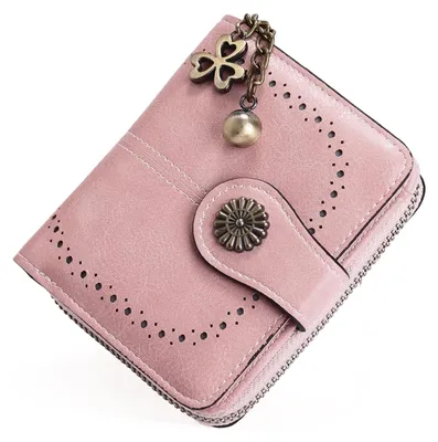 Imagen del producto de Cartera de cuero para mujer: compacta, con compartimento con cremallera y 9 compartimentos