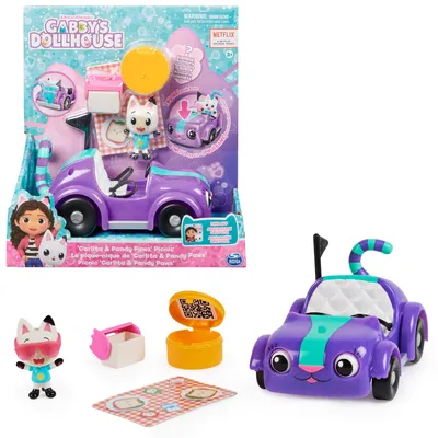 Produktbild von Gabby's Dollhouse - Carlita-Spielzeugauto mit Pandy Paws Figur