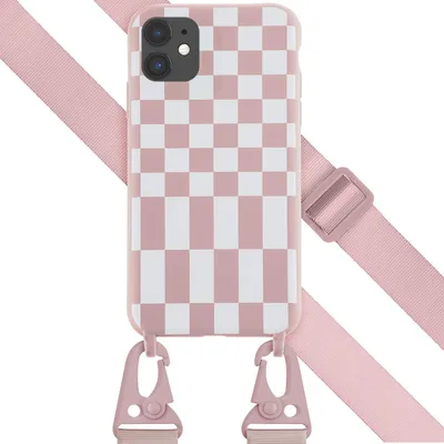 Image de Selencia Coque design en silicone avec cordon détachable pour l'Apple iPhone 11 - Irregular Check Sand Pink