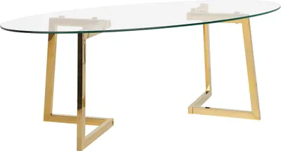 Produktbild von BELIANI Couchtisch Transparent Gold 60 x 120 cm Glasplatte mit Edelstahl Universell einsetzbar Oval Modern