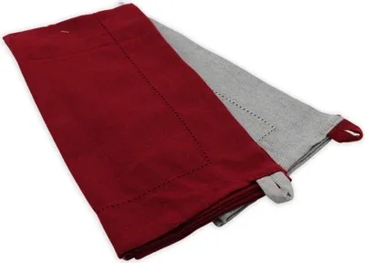 Immagine prodotto di HOME ELEMENTS Strofinaccio in cotone riciclato, 2 pezzi, 50x70 cm, rosso + beige