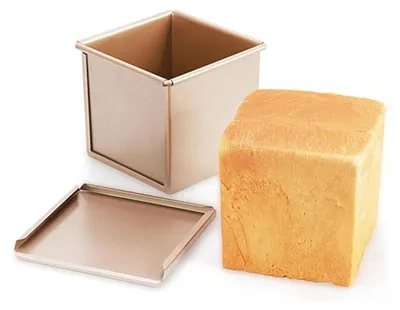 Produktbild von Brotbackform mit Deckel, Mini-Kastenform Kohlenstoffstahl Teigkapazität Toastbrotbackform, Antihaftbeschichtung, Rechteckig, Flache Toastbox zum Backen im Ofen, Backen