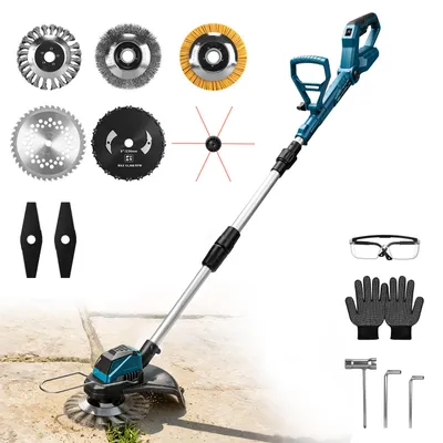 Produktbild von Akku-Rasentrimmer 1200W 16800 RPM Bürstenloser mit 7 Klingentypen Kühlaluminiumblock Teleskop, für Makita 18V, Akkuanzeige, Freischneider Motorsense
