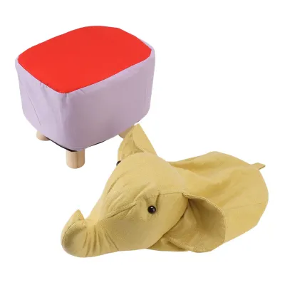 Image de Tabouret animal,Tabouret éléphant,Tabouret rembourré animal mignon,Tabouret enfant mignon,Tabouret pied