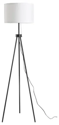 Zdjęcie produktu dla Lampa stojąca na statywie z abażurem z tkaniny | Kolor: czarny/biały | Wymiary: 37x37x152 cm