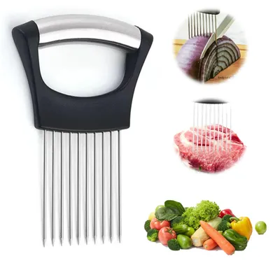 Produktbild von 1 Stück Zwiebelhalter aus Edelstahl zum Schneiden von Fleisch, Zwiebeln, Kartoffeln, Tomaten
