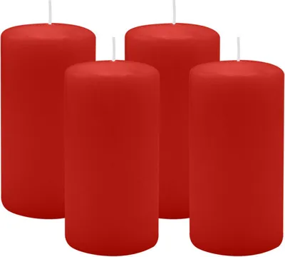 Produktbild von 4er Set Adventskranzkerzen Weihnachtsrot Erdbeere Ø 60 x 100 mm