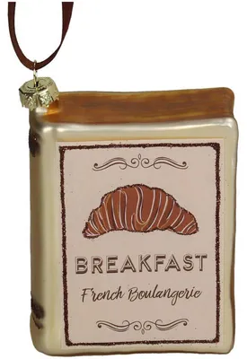 Imagen del producto de Adorno navideño, libro para el desayuno, color dorado, 11 cm