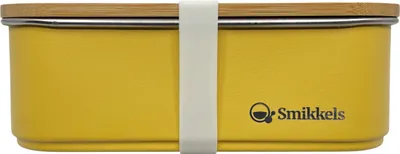 Obrázok produktu pre Smikkels Lunchbox - Obedový box z nehrdzavejúcej ocele s bambusovým vekom žltý 900 ml