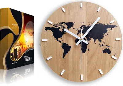 Produktbild von ModernClock, Eichenholz Uhr, wanduhr holz, 33cm, Silent Wanduhr, Wohnzimmeruhr