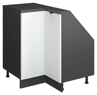 Produktbild von Eck-Küchenschrank für Dachschrägen Vicco R-Line Weiß Riffel 75.6 cm mit 1 Tür, Model 60618