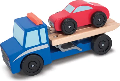 Produktbild von Melissa & Doug - Autotransporter aus Holz - Spielset bestehend aus 1 LKW und 4 Spielzeugautos aus Holz, fr Kinder ab 3 Jahren