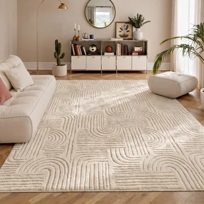 Teppich, beige, waschbar, antirutsch, 160x240 cm