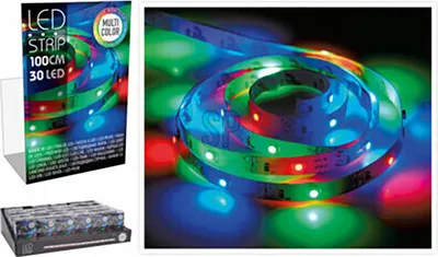 Image de Bande Led Multicolore 1m éclairage Rgb Polyvalent Et Facile à Installer. - Basics
