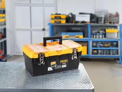 Produktbild von Perel Werkzeugkoffer Kunststoff leer, Werkzeugkasten leer, Werkzeugbox, Werkzeug Organizer Box, Tool