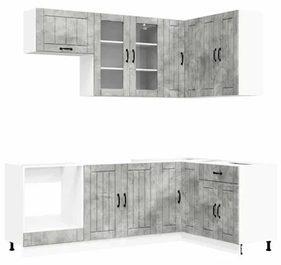 Image de vidaXL Ensemble de cuisine LUCCA, 8 pièces, gris béton, matériau de bois