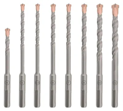 Produktbild von SDS Plus Bohrer Set 8tlg. 5-12mm, Hammerbohrer für Beton, Stahlbeton, Stein, 4 Schneiden