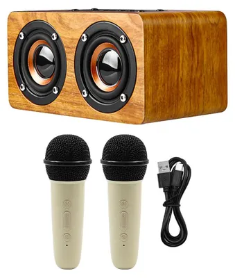 Karaoke-Maschine mit 2 Mikrofonen, Bluetooth 5.0, tragbar