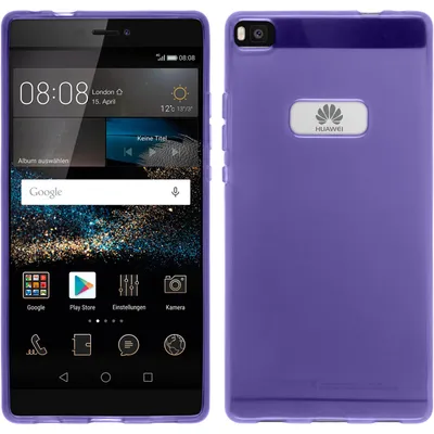 Produktbild von PhoneNatic Case kompatibel mit Huawei P8 - lila Silikon Hülle transparent + 2 Schutzfolien