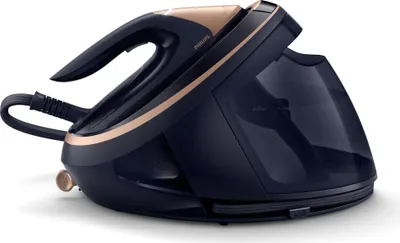 Produktbild von Philips Dampfbügelstation PerfectCare 9000 Series, SteamGlide Elite Bügelsohle, dunkelblau/kupfer (PSG9030/20)