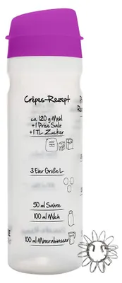Pfannkuchen-Shaker 875 ml lila mit Rezeptaufdruck