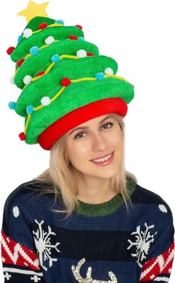 Produktbild von Unyqoos® Weihnachtsbaum-Hut – grüne Beanie als Kostümaccessoire für festliche Partys, Verkleidungen und Weihnachtsfeiern
