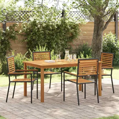 Image de Maison Exclusive - Ensemble de jardin pour 5 personnes, en bois d'acacia massif, couleur noire