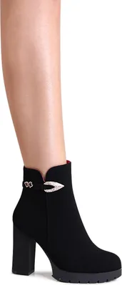Produktbild von topschuhe24 2926 Damen Plateau Stiefeletten Velours Ankle Boots Glitzer, Farbe:Schwarz Velours, Größe:40 EU