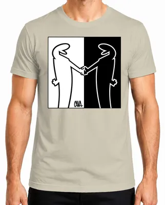 Obrázek produktu pro Pánské tričko La Linea Handschlag Osvaldo Cavandoli Retro Cartoon Balum, barva: přírodní, velikost: L