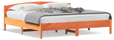 Image de vidaXL Lit en bois massif, sans matelas, en pin brun cireux 180x200