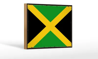 Produktbild von Holzschild Flagge Jamaikas 18x12 cm Retro Flag of Jamaica Dekoration