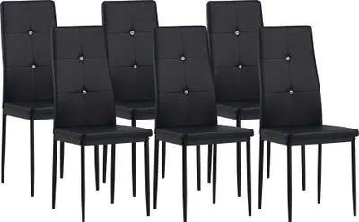 Produktbild von Albatros Esszimmerstühle DIAMOND 6er Set, Schwarz - Edler Diamant-Look, Polsterstuhl Kunstleder-Bezug, Modernes Stilvolles Design am Esstisch Küchenstuhl Stuhl Esszimmer hohe Belastbarkeit