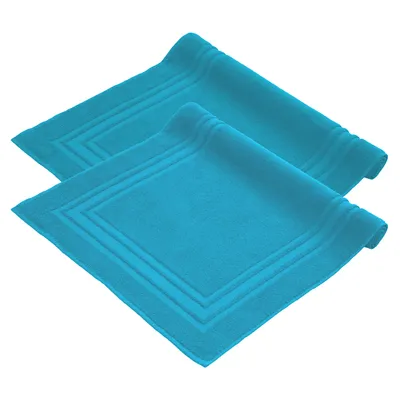 Produktbild von Komfortec Badvorleger Set 2 Teilig, Frottee Duschvorleger, Waschbar Duschmatte & Badteppich, 600 g/m² &100% Baumwolle,, 50x70, Türkis