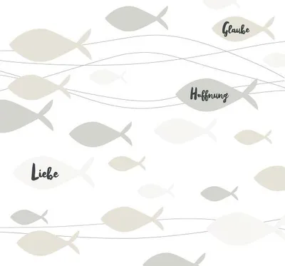 Produktbild von 20 Servietten Communion Fishes cream - Fische mit Liebe, Glaube und Hoffnung creme 33x33cm