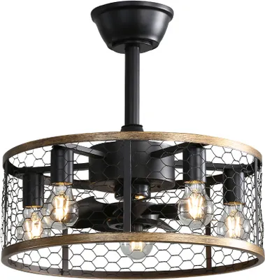 Produktbild von AIORBER Deckenventilator, mit Beleuchtung und Fernbedienung, 6 Gang, mit Verlängerungsstange, Weniger als 35db Lärm, Schlafzimmer, Esszimmer, Schwarz