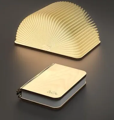 Zdjęcie produktu dla Drewniana lampka do książek 12 cm, składana lampka w 3 kolorach, oświetlenie otoczenia LED na baterie, oświetlenie magnetyczne, dekoracja biblioteki domowej, prezent (klon)
