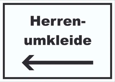 Produktbild von Herrenumkleide Schild mit Text und Richtungspfeil links waagerecht A3 (297x420mm)