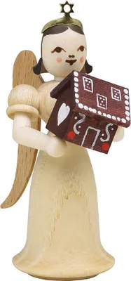 Produktbild von Langrockengel mit Pfefferkuchenhaus, natur (6,6cm) von Blank Kunsthandwerk