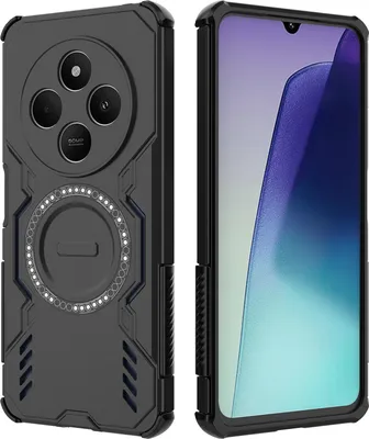 Obrázek produktu pro Magnetické pouzdro pro Xiaomi Poco C75 4G / Redmi 14C / 14R / A4, hybridní PC a TPU nárazník, větrací otvory pro odvod tepla pouzdro Černý