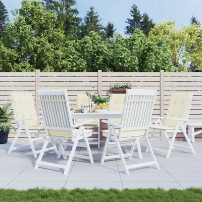Immagine prodotto di The Living Store Cuscini per sedie da giardino con schienale alto 6 pz. Tessuto crema 120x50x3cm