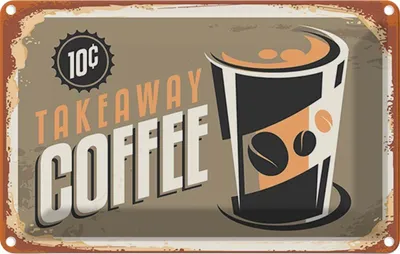 Produktbild von vianmo Blechschild 12x18 cm Kaffee Coffee takeaway Essen Trinken