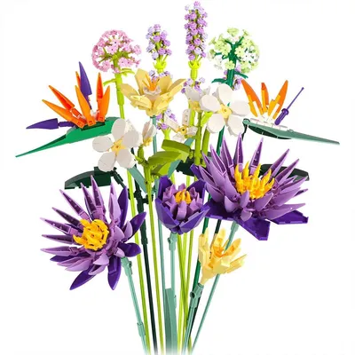 Produktbild von Klemmbaustein Set 891Tlg Künstliche Blumen Pflanzen Baustein Bausatz Geschenk