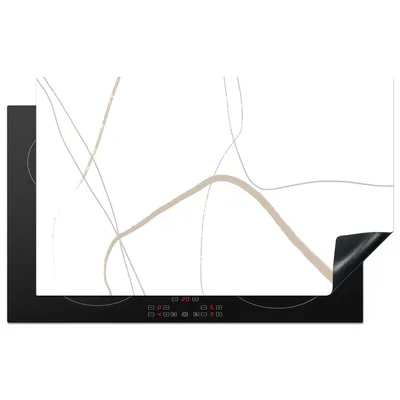 Produktbild von KitchenYeah© Herdabdeckplatte Abstrakt - Minimalismus - Linienkunst , 83x51cm, Küche Deko, Glaskeramikkochfeld Herdabdeckung, Abdeckplatte fùr Kochfeld