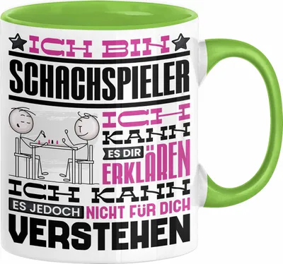 Produktbild von Schachspieler Geschenk Kaffee-Tasse Geschenkidee für Schachspieler Ich Bin Schachspieler Ich Kann Es Dir Erklären Jedoch Nicht Für Dich Verstehen Spruch Lustig (Grün)